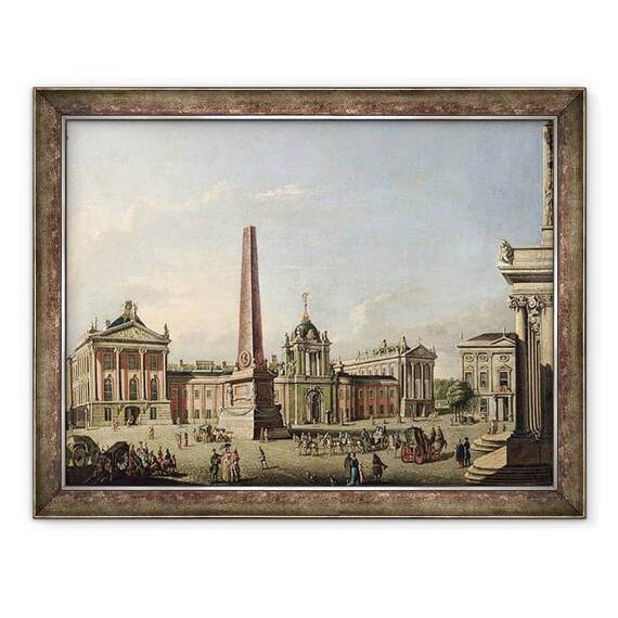 Tablou inramat - Johann Friedrich Meyer - Vedere a pietei vechi si a portii frontale a Schloss Sanssouci - - Roveli