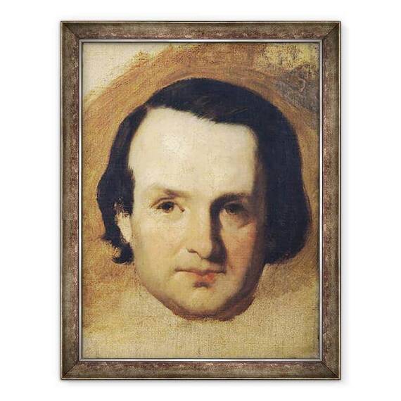 Tablou inramat - Francois Joseph Heim - Studiu pentru portretul lui Victor Hugo 1802-85 c.1836 - - Roveli