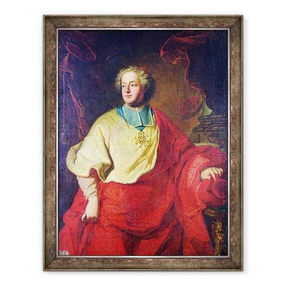 Tablou inramat - Hyacinthe Rigaud - Portretul lui Armand Gaston Maximilien de Rohan 1673-1749 Episcopul de Strasbourg - - Roveli