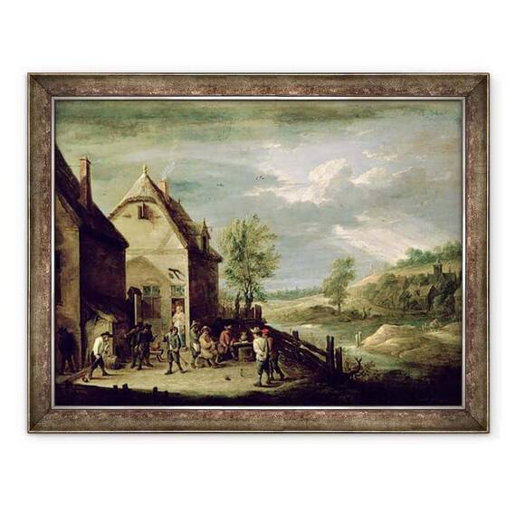 Tablou inramat - David Teniers the Younger - tarani joc Boules - - Roveli