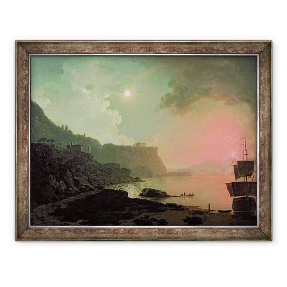 Tablou inramat - Joseph Wright - Vezuviu din Posillipo - - Roveli