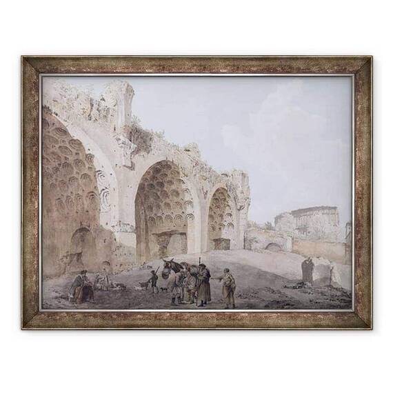 Tablou inramat - Abraham Louis Rudolph Ducros - Vedere in Forumul Roman Templul Pacii 1779 - - Roveli