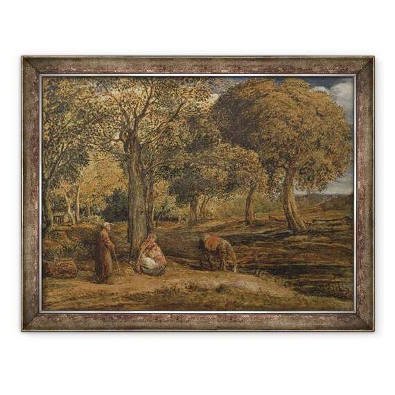 Tablou inramat - John Linnell - Peisaj cu Grupul de Familie, eventual Restul in zbor in Egipt - - Roveli
