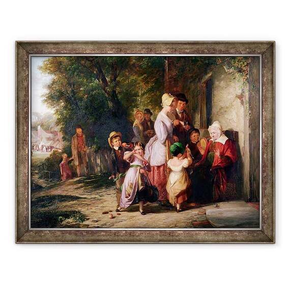 Tablou inramat - Thomas Webster - Revenind de la Targ - - Roveli