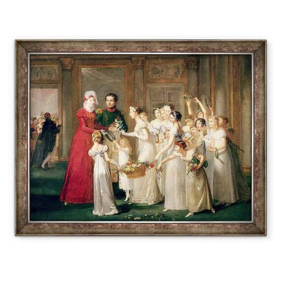 Tablou inramat - Pauline Auzou - Sosirea Marie-Louise de Habsbourg-Lorena 1791-1847 in Galeria Chateau de Compiegne - - Roveli