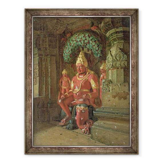 Tablou inramat - Piotr Petrovitch Weretshchagin - Statuia Vishnu in Templul Indra - - Roveli