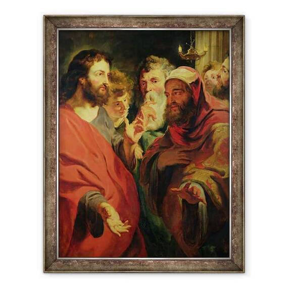 Tablou inramat - Jacob Jordaens - Hristos L-a instruit pe Nicodim - - Roveli