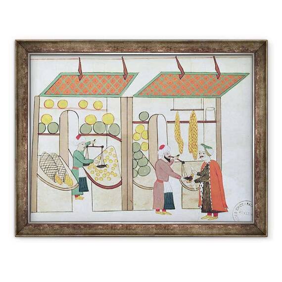 Tablou inramat - Scoala Islamica - Ms.1671 Doua magazine de fructe - - Roveli