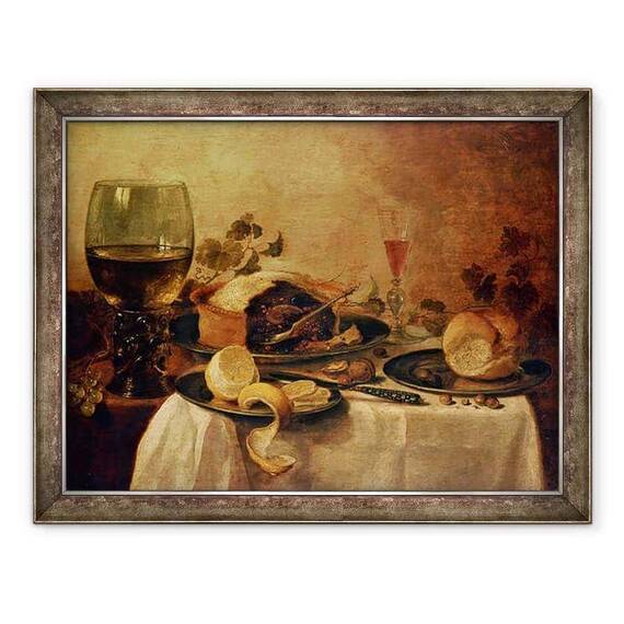 Tablou inramat - Willem Claesz Heda - Natura moarta cu placinta cu fructe - - Roveli