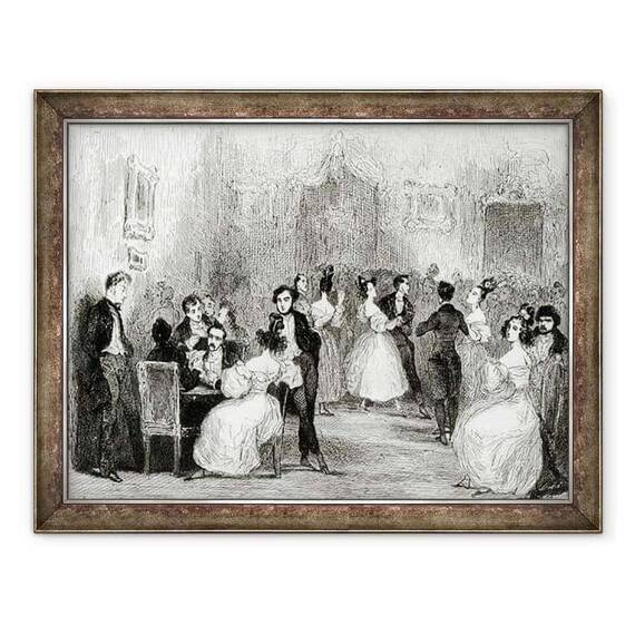 Tablou inramat - Tony Johannot - O seara la Casa lui Charles Nodier 1780-1844 1831 w/c pe hartie - - Roveli