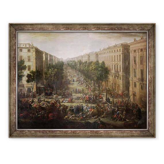 Tablou inramat - Michel Serre - Vedere de Cours Belsunce, Marsilia, in timpul ciuma din 1720 - - Roveli