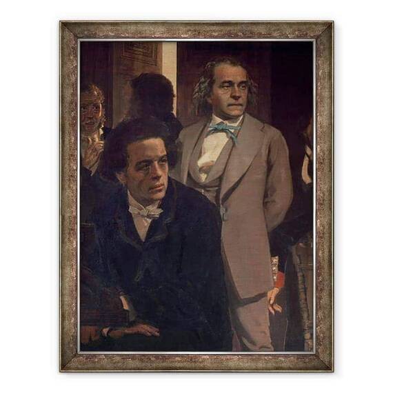 Tablou inramat - Ilya Efimovich Repin - Anton Grigorievici Rubinstein 1829-94 si Alexander Nikolaevici Serov 1820-71, de la compozitori slavoni - - Roveli