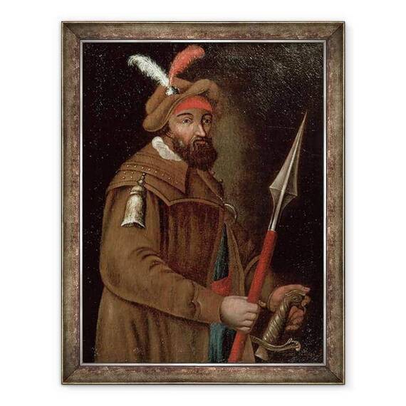 Tablou inramat - Scoala Rusa - Portretul lui Yermak Timofeevici d.1584/5 - - Roveli