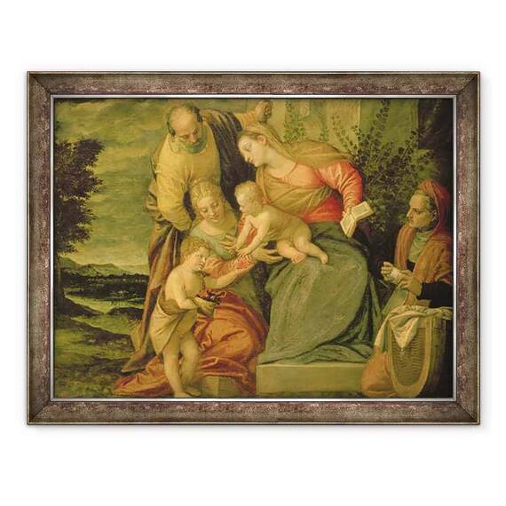 Tablou inramat - Veronese - Sfanta familie cu Sfanta Elisabeta si Ioan Botezatorul - - Roveli