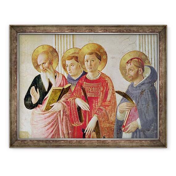 Tablou inramat - Fra Angelico - Madonna din umbra, detaliu al sfintilor Ioan Evanghelistul, Thomas Aquinas, Lawrence si Petru Mucenic - - Roveli