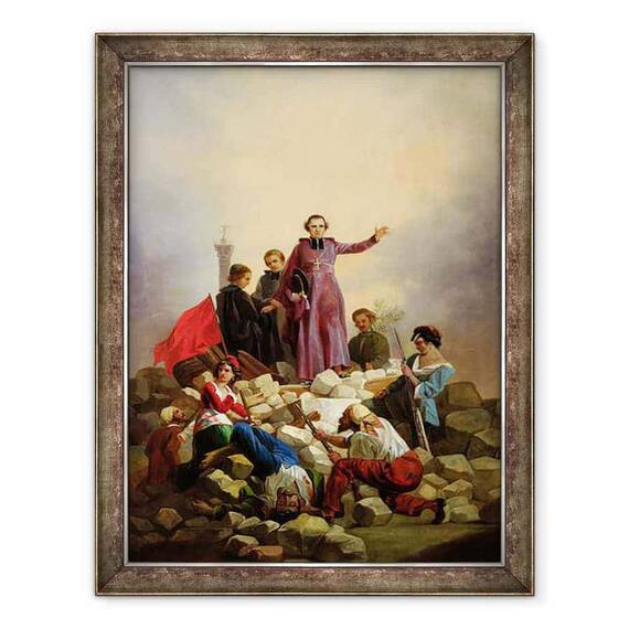 Tablou inramat - Joseph Felon - Arhiepiscopul Affre pe baricade - - Roveli