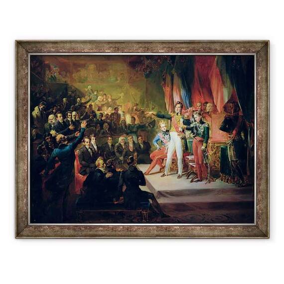 Tablou inramat - Felix Auvray - injuratura lui Louis-Philippe 1773-1850 9 august 1830 - - Roveli