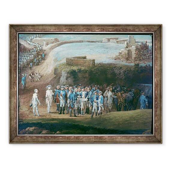 Tablou inramat - Louis Nicolas van Blarenberghe - Asediul Yorktown, 1-17 octombrie 1781, detaliu al grupului central - - Roveli