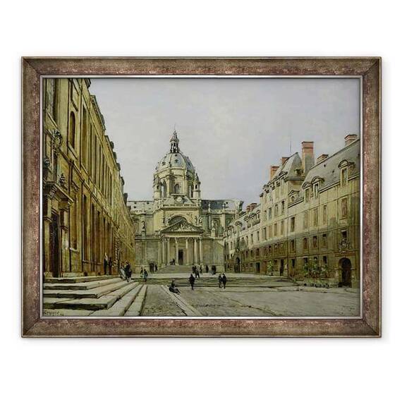 Tablou inramat - Emmanuel Lansyer - Curtea Vechii Sorbonne - - Roveli