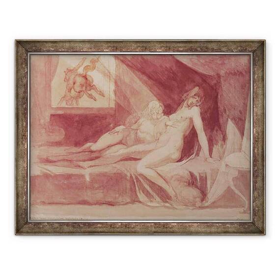 Tablou inramat - Henry Fuseli - Cosmarul lasand doua femei adormite - - Roveli