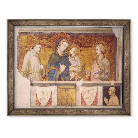Tablou inramat - Pietro Lorenzetti - Fecioara si Pruncul cu Sfantul Francisc si Sfantul Ioan Evanghelistul - - Roveli