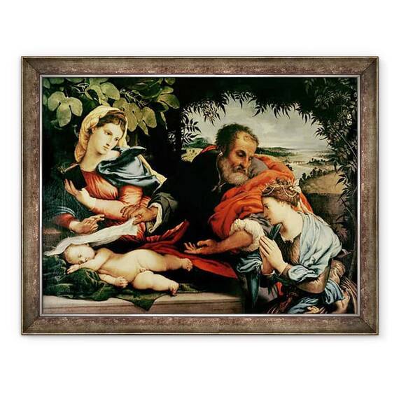 Tablou inramat - Lorenzo Lotto - Sfanta familie cu Sfanta Ecaterina din Alexandria - - Roveli