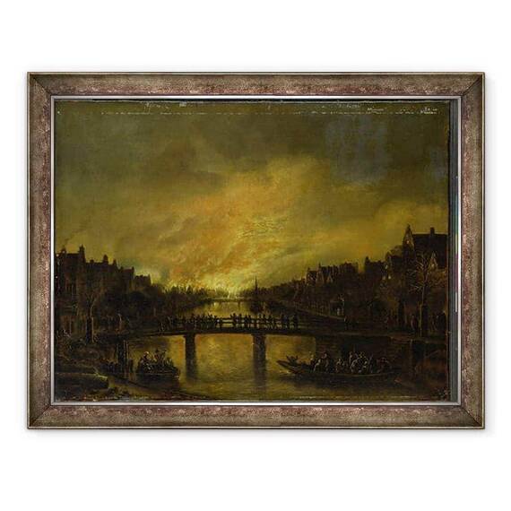 Tablou inramat - Aert van der Neer - Blaze in Amsterdam - - Roveli