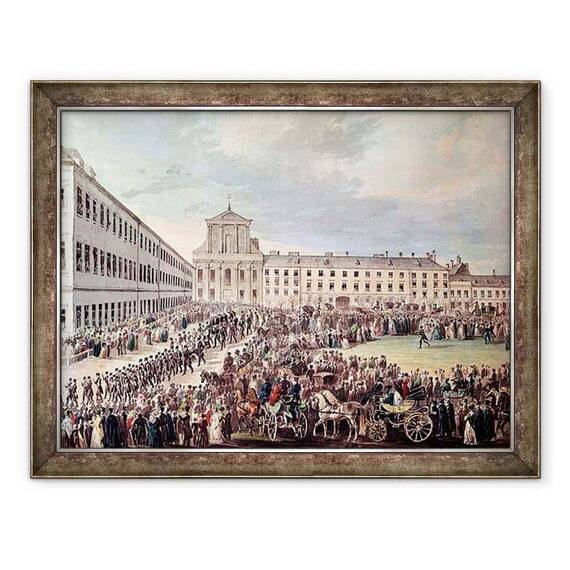 Tablou inramat - Franz Stober - inmormantarea lui Ludwig van Beethoven 1770-1827 la Viena - - Roveli