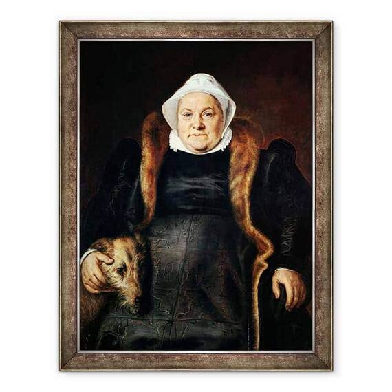 Tablou inramat - Frans Floris - Portretul unei femei in varsta sau, Sotia Falconer - - Roveli