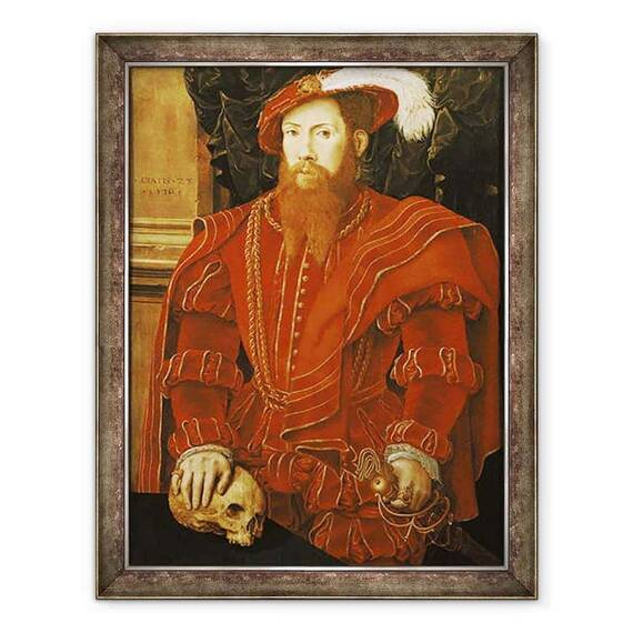 Tablou inramat - Hans Eworth - Portretul unui Gentleman al Curtii Engleze - - Roveli