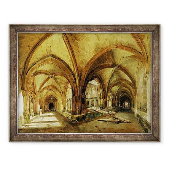 Tablou inramat - Louis Eugene Gabriel Isabey - Manastirea Sf. Wandrille - - Roveli