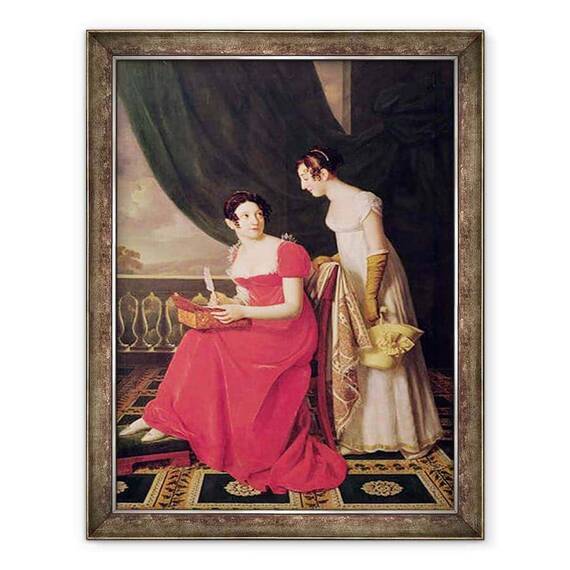 Tablou inramat - Henri Francois Riesener - Doamna Riesener si sora ei, Madame Longroy - - Roveli