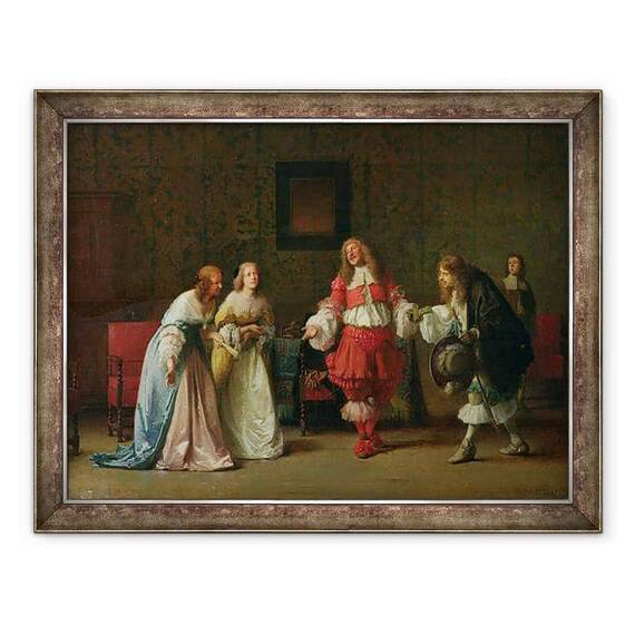 Tablou inramat - Jean Hegesippe Vetter - Mascarille prezinta Jodelet catos si Madelon - - Roveli