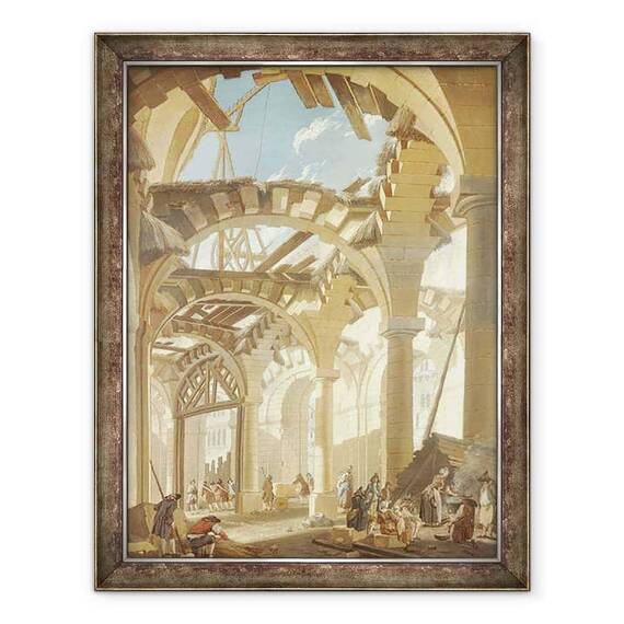 Tablou inramat - Pierre-Antoine Demachy - Constructia unei piete a graului - - Roveli