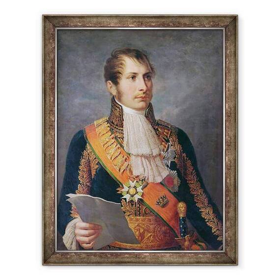 Tablou inramat - Scoala franceza - Portretul Printului Eugene de Beauharnais 1781-1824 Vicerege al Italiei si Duce de Leuchtenberg - - Roveli