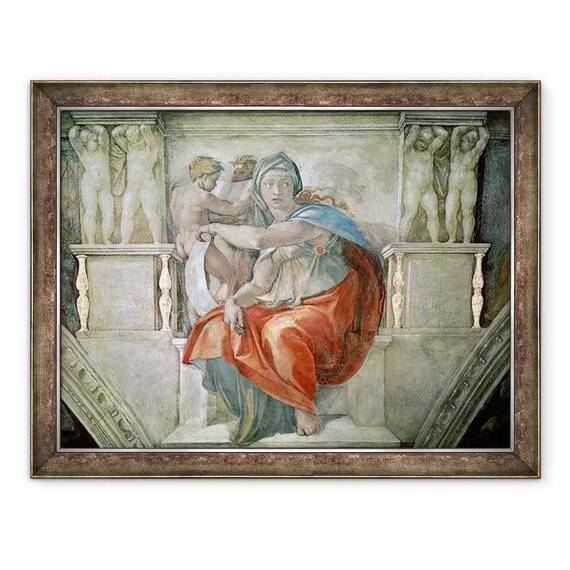 Tablou inramat - Michelangelo Buonarroti - Plafonul Capelei Sixtine, Delphic Sibyl - - Roveli