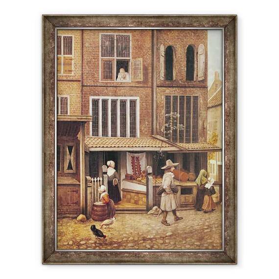 Tablou inramat - Jacobus Vrel - Coltul unui oras cu o brutarie - - Roveli