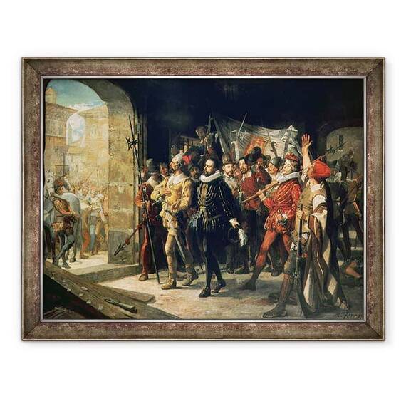 Tablou inramat - Augusto Ferran - Antonio Perez 1540-1611 eliberat din inchisoare de rebeli in 1591 - - Roveli