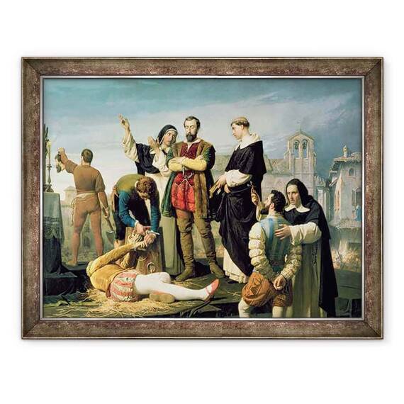 Tablou inramat - Antonio Gisbert - Comuneros, Juan de Padilla 1490-1521 Juan Bravo si Francisco Maldonado la schela - - Roveli