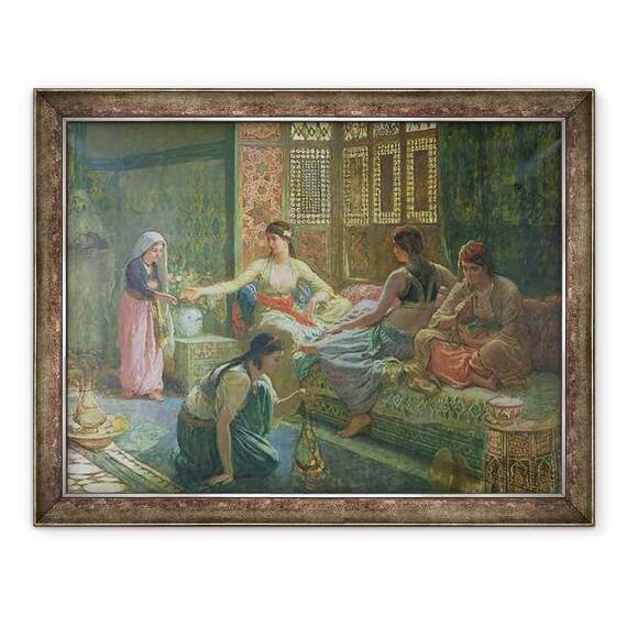 Tablou inramat - Leon-Auguste-Adolphe Belly - Interiorul unui harem - - Roveli