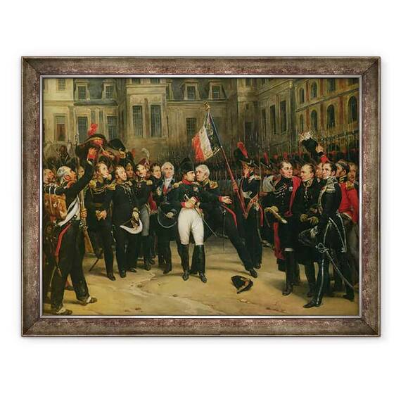 Tablou inramat - Antoine Alphonse Montfort - Napoleon I 1769-1821 Luand ramas bun de la Garda Imperiala in curtea Cheval-Blanc de la Chateau de Fontainebleau, 20 aprilie 1814 - - Roveli