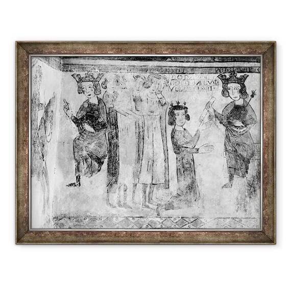 Tablou inramat - Scoala franceza - Carol I 1226-85 Contele de Anjou fiind adus corpul lui Manfred - - Roveli
