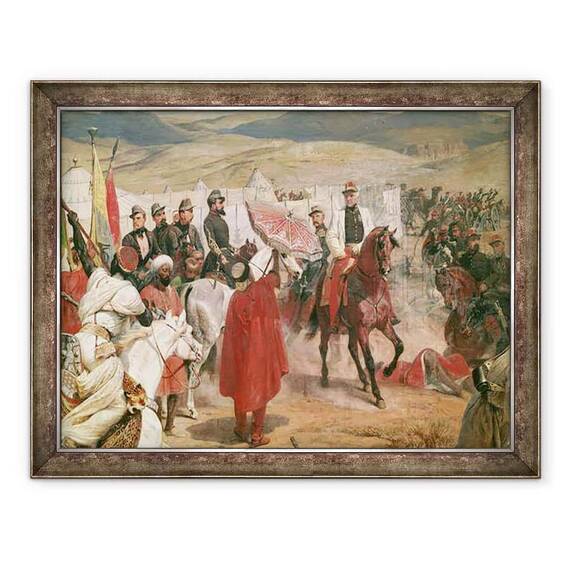 Tablou inramat - Emile Jean Horace Vernet - Maresalul Thomas Bugeaud 1784-1849 si colonelul Joseph Vantini Yousouf 1808-66 in timpul cuceririi Algeriei - - Roveli