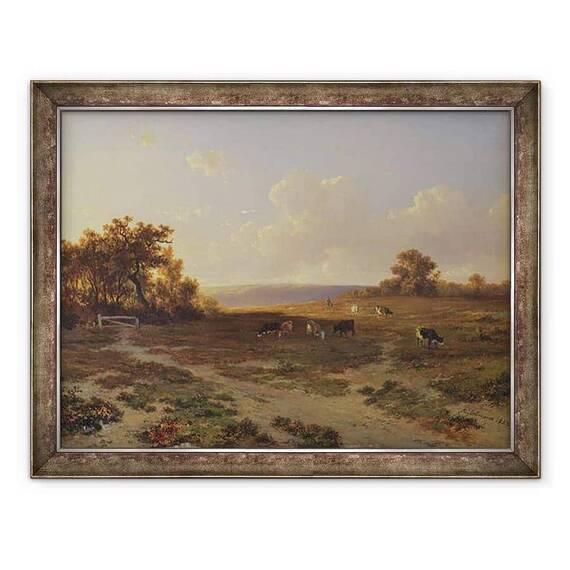 Tablou inramat - Francois Auguste Ortmans - Peisaj Heath cu vaci - - Roveli