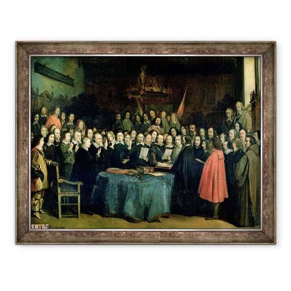 Tablou inramat - Claude Jacquand - Juramantul de ratificare a Tratatului de la Munster, 15 mai 1648 - - Roveli