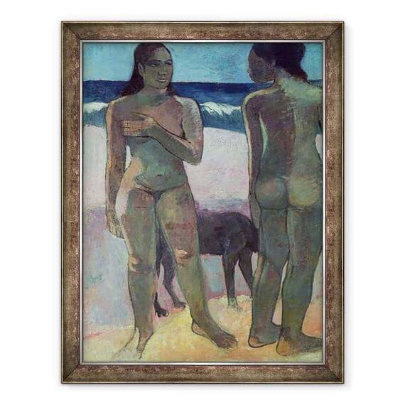 Tablou inramat - Paul Gauguin - Doua femei Tahitiene pe plaja - - Roveli