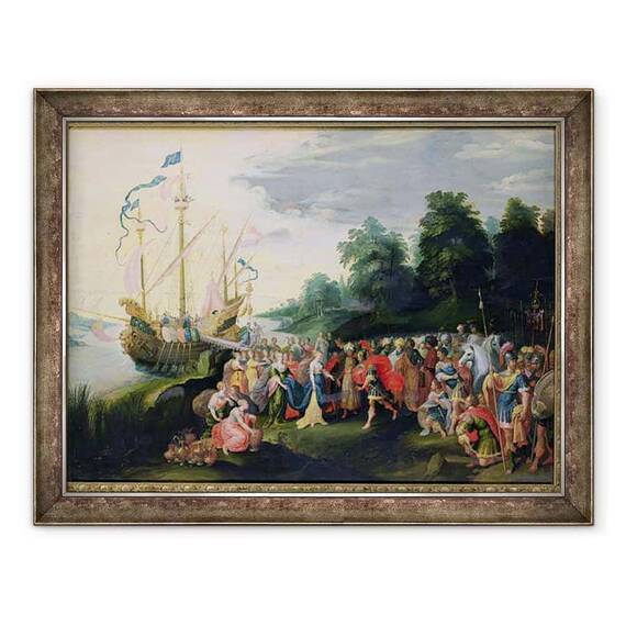 Tablou inramat - Frans II Francken the Younger - Debarcarea Cleopatrei 69-30 i.Hr. la Tarsus - - Roveli