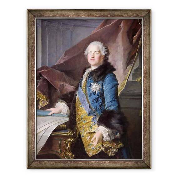 Tablou inramat - Louis M. Tocque - Abel Francois Poisson 1727-81 Marchizul de Marigny - - Roveli