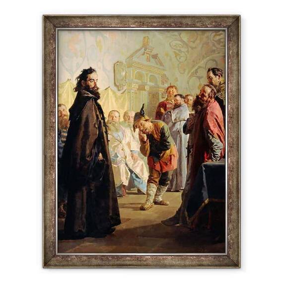 Tablou inramat - Nikolai Vasilievich Nevrev - Boierul dizgratiat si un bufon - - Roveli