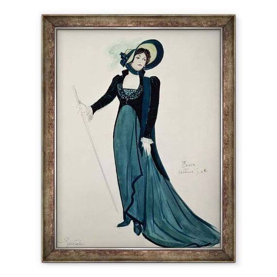 Tablou inramat - Scoala Italiana - Design-ul costumului pentru Tosca - - Roveli